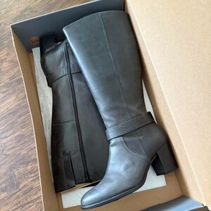Ecco Dark Gray Heeled Boots